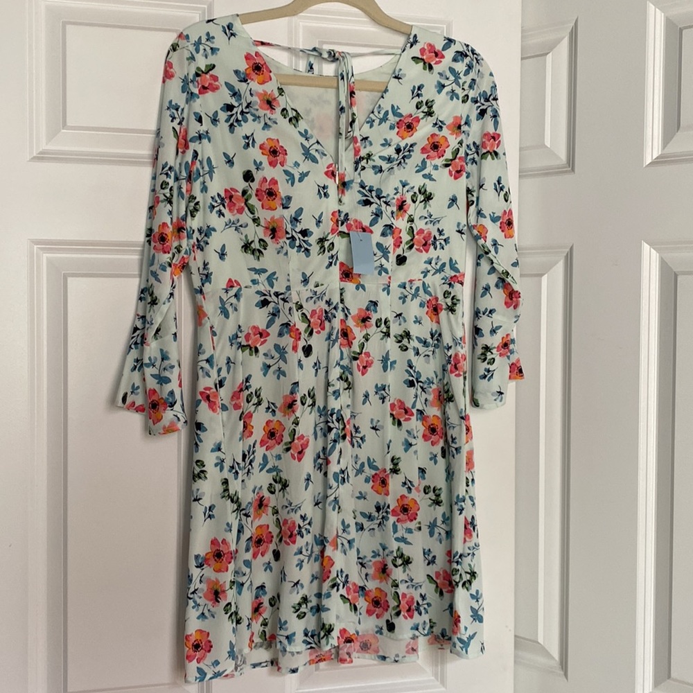 Blue floral print dress LOFT